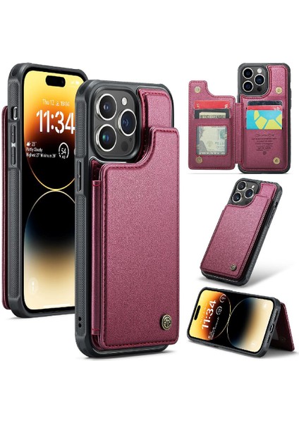 IPhone 14 Pro Max Kart Tutucu Pu Deri Kickstand Için Caseme Cüzdan Kılıf (Yurt Dışından)