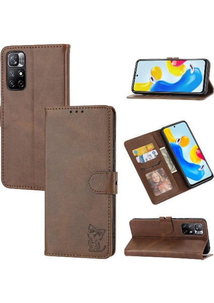 Cüzdan Kılıf Için Xiaomi Redmi Not 11 Pro Artı 5g Kart Tutucu Kabartmalı Tüm (Yurt Dışından)