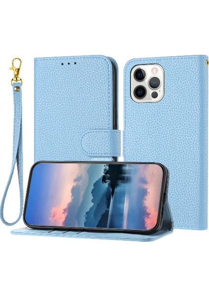 Iphone 12 Için Telefon Kılıfı Pro Max Flip Folio Pu Deri Litch Desen Cüzdan (Yurt Dışından)