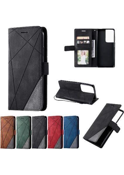 Samsung Galaxy S21 Ultra Darbeye Pu Deri Manyetik Kart Flip Case (Yurt Dışından)