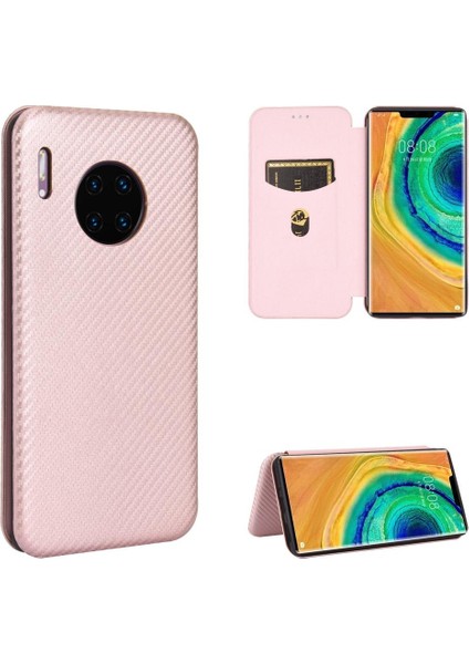 Huawei Mate 30 Pro Için Kılıf Manyetik Karbon Fiber Kart Tutucu ile Tam (Yurt Dışından)