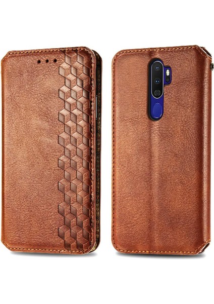 Oppo A5 2020 Zarif Iş Deri Kılıf Kapak Kapak Moda (Yurt Dışından)
