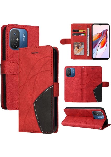 Xiaomi Redmi 11A 4g Için Kart Yuvası Standı Pu ile Iki Renkli Dikiş (Yurt Dışından)