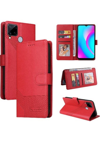 Realme C15 Darbeye 4 Köşe Koruma Kickstand Üç Için Flip Case (Yurt Dışından)