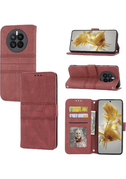 Huawei Mate 50 Için Flip Case Darbeye Koruyucu Pu Deri Cüzdan Kılıf (Yurt Dışından)