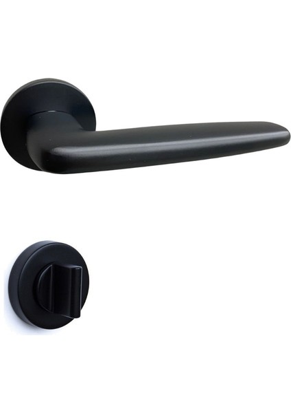 Kaya Rozetli Kapı Kolu Siyah Wc