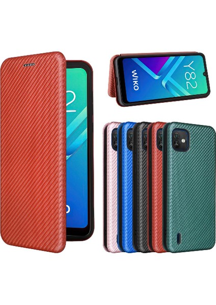 Wiko Y82 Deri Folio Flip Case Kart Ekleme Tam Koruma Için Kılıf (Yurt Dışından)