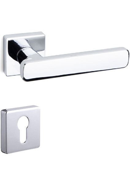 Kappa Rozetli Kapı Kolu Krom Yale