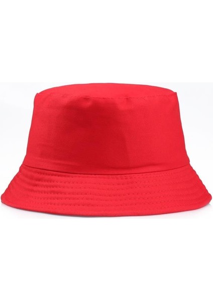 Kırmızı Düz Bucket Şapka Kova Şapka Xl