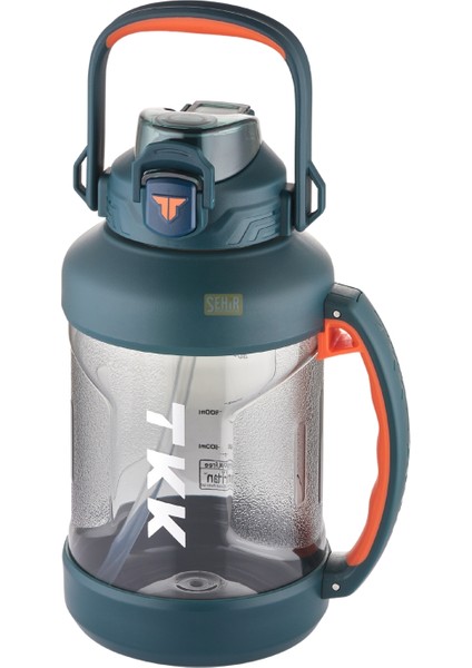 Tkk 2000ML Mega Boy Yeni Koleksiyon Pipetli/pipetsiz Kullanım Boyun Askılı Kulplu Tritan Su Matarası