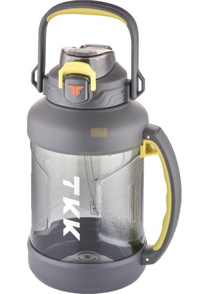 Tkk 2000ML Mega Boy Yeni Koleksiyon Pipetli/pipetsiz Kullanım Boyun Askılı Kulplu Tritan Su Matarası