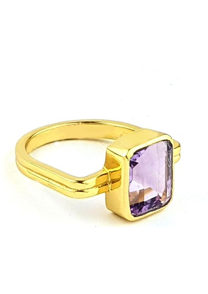 Ametist Taşlı 925AYAR Gümüş Üzerine Altın Kaplama Tasarım Doğal Taş Yüzük fiyatları