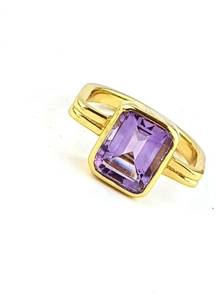 Ametist Taşlı 925AYAR Gümüş Üzerine Altın Kaplama Tasarım Doğal Taş Yüzük modelleri