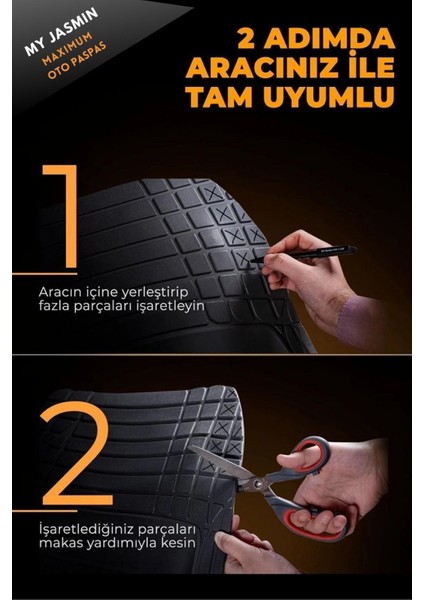 My Jasmin Dacia Spring ( Elektrikli ) 2022 Sonrası Model Aron 4d Havuzlu Siyah  Paspas