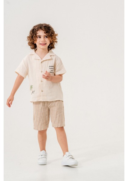 Erkek Çocuk Keten Gömlek Pantolon Takım 2-5 Yaş