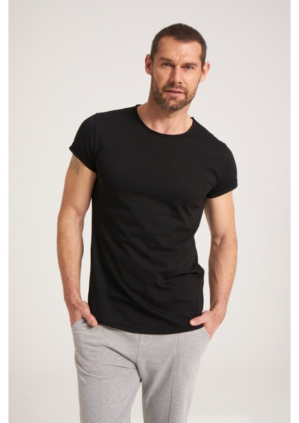 %100 Pamuk Yüksek Kalite Kumaş Erkek Tişört., Rahat Fit Kesim Siyah Erkek Tshirt NEWCES-5001-B fiyatları