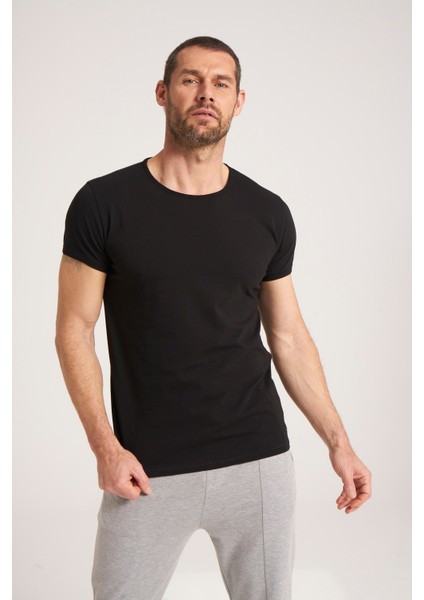 %100 Pamuk Yüksek Kalite Kumaş Erkek Tişört., Rahat Fit Kesim Siyah Erkek Tshirt NEWCES-5001-B fırsatları