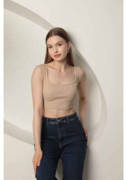Kaşkorse Kumaş Kadın Crop KKTS3017