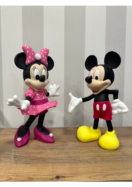 Iki Cadı Tasarım, Mickey Mouse ve Minnie Mouse Ikili Set Hediyelik Dekoratif Obje