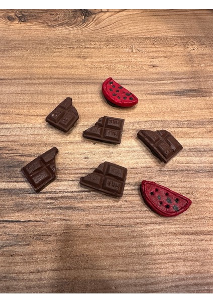 Iki Cadı Tasarım, El Yapımı, Seramik Magnet Seti - Çikolata Karpuz