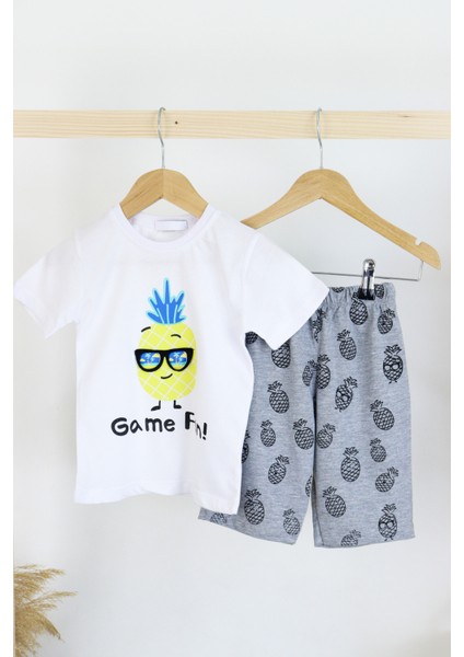 Erkek Çocuk Gözlük Model Pamuklu Şortlu 2'li Takım