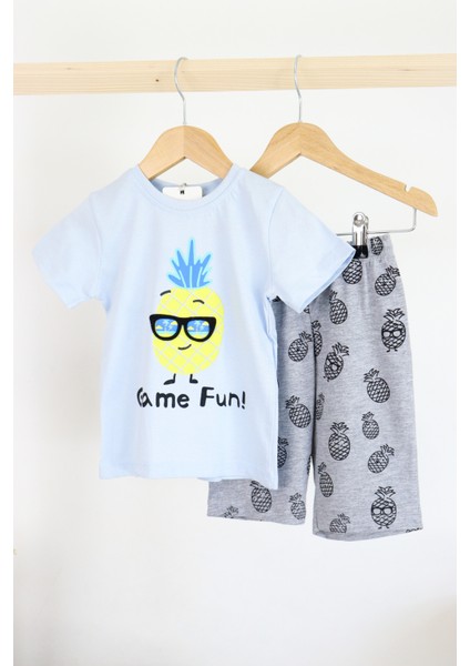 Erkek Çocuk Gözlük Model Pamuklu Şortlu 2'li Takım