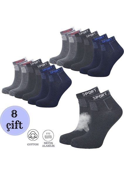 Kral Socks Erkek 8 Çift Pamuklu Basic Derbili Pamuklu Çorap