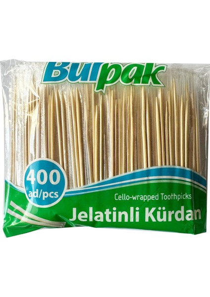 Jelatinli / Poşetli Ahşap Kürdan - 400 Adetlik 50 Paket