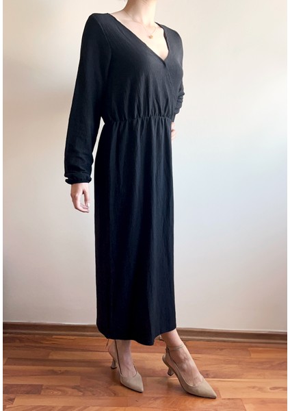 Balon Kol Elbise - Siyah fiyatları