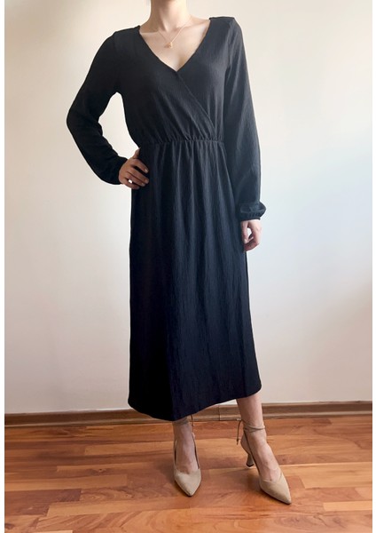 Balon Kol Elbise - Siyah modelleri