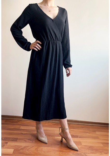 Balon Kol Elbise - Siyah fırsatları