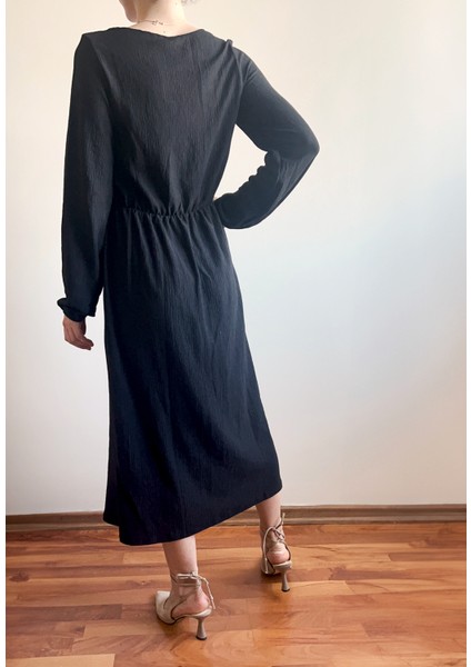 Balon Kol Elbise - Siyah indirimleri