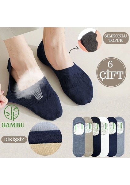 Kral Socks Erkek -  Bambu Babet Çorap Dikişsiz Parfümlü Silikonlu Babet Çorap