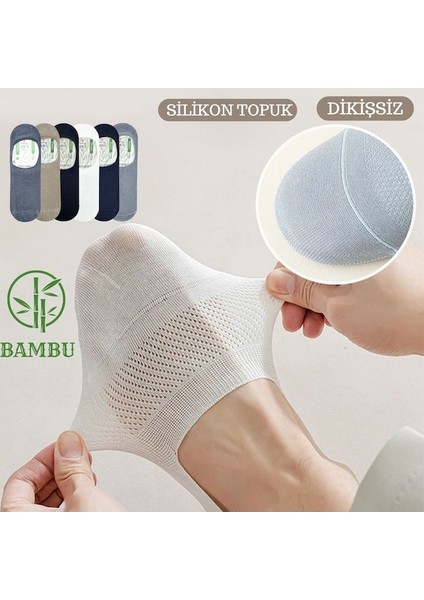 Kral Socks Erkek -  Bambu Babet Çorap Dikişsiz Parfümlü Silikonlu Babet Çorap