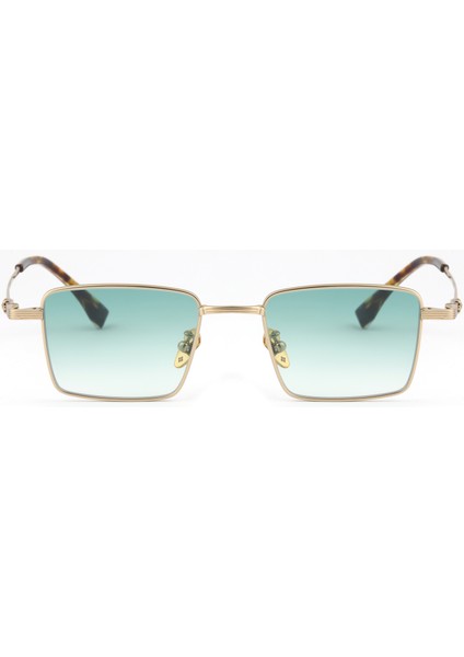 Yeşil Degrade Cam Titanyum Dikdörtgen Çerçeve Güneş Gözlüğü