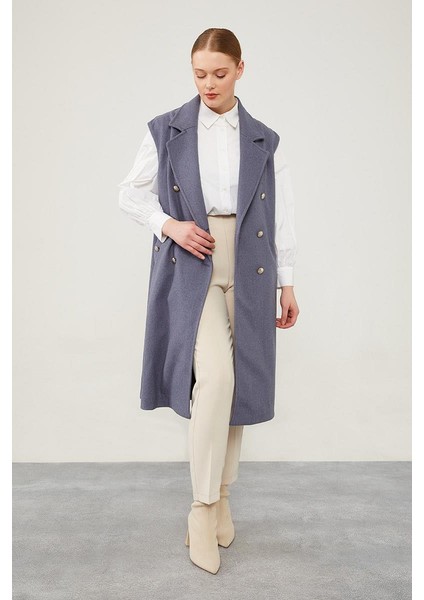 İndigo Maxi Boy Kaşe Yelek fiyatları