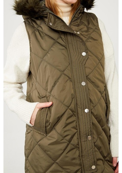 Haki Kürk Kapüşonlu Şişme Yelek indirimleri