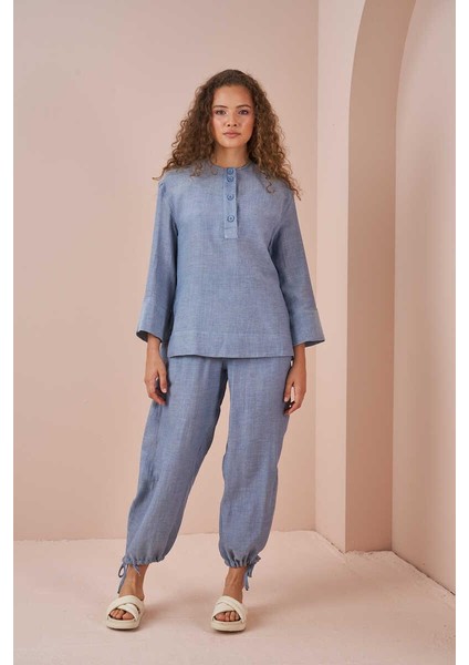 Yanları Yırtmaçlı Müslintunik Mavi fırsatları