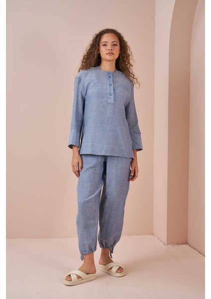 Yanları Yırtmaçlı Müslintunik Mavi indirimleri