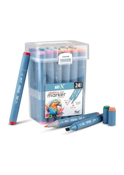 Art-X Sketch Marker Duo Çift Uçlu Marker Kalem 24 Renk Set