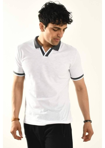 Beyaz Polo Yaka T-Shirt 12729
