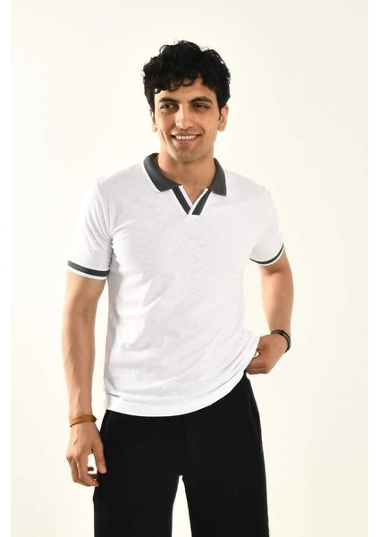 Beyaz Polo Yaka T-Shirt 12729 modelleri