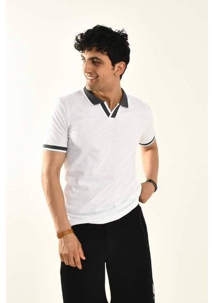 Beyaz Polo Yaka T-Shirt 12729 indirimleri