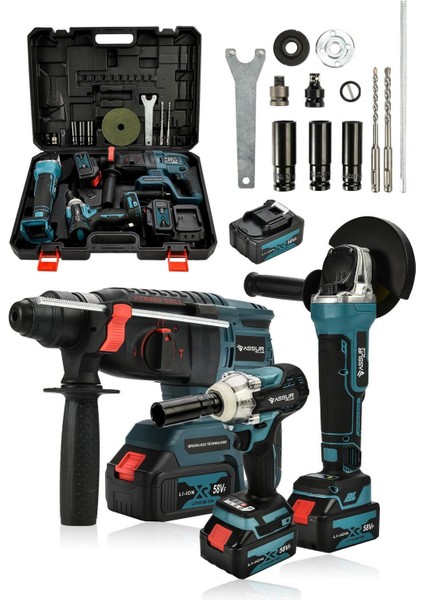 21V 2.0Ah 3 Lü Set Şarjlı Matkap Hilti 2-26mm 450Nm Torklu Vidalama Somun Sıkma Şarjlı Taşlama 125mm