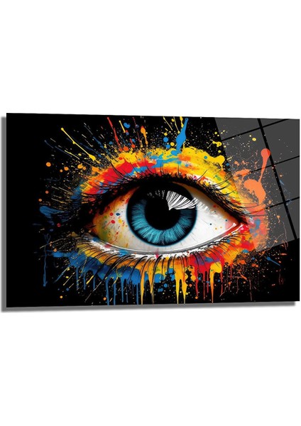Renkli̇ Göz Art Dekorati̇f Cam Tablo, Ev Dekorasyon, Ofi̇s Dekorasyon