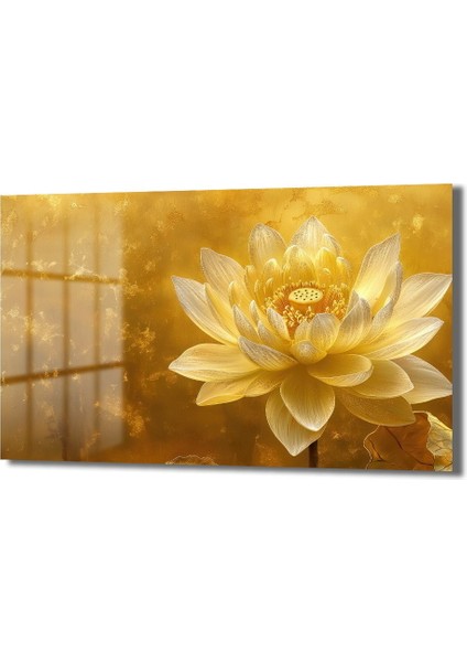 Dekorati̇f Altın Lotus Yatay Cam Tablo fiyatları