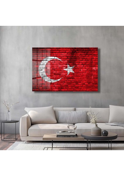 Türk Bayraği 2 Yatay Cam Tablo fırsatları
