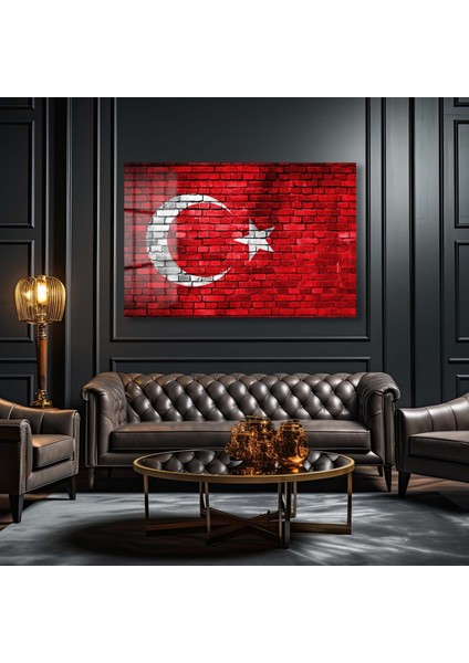 Türk Bayraği 2 Yatay Cam Tablo indirimleri