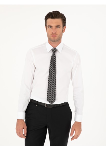 Erkek Beyaz Slim Fit Pamuk Karışımlı Gömlek 50284433-VR013 modelleri