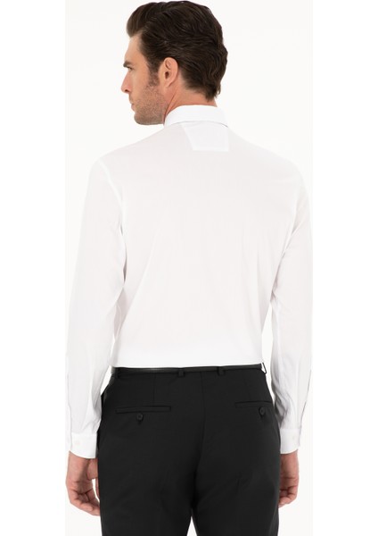 Erkek Beyaz Slim Fit Pamuk Karışımlı Gömlek 50284433-VR013 indirimleri